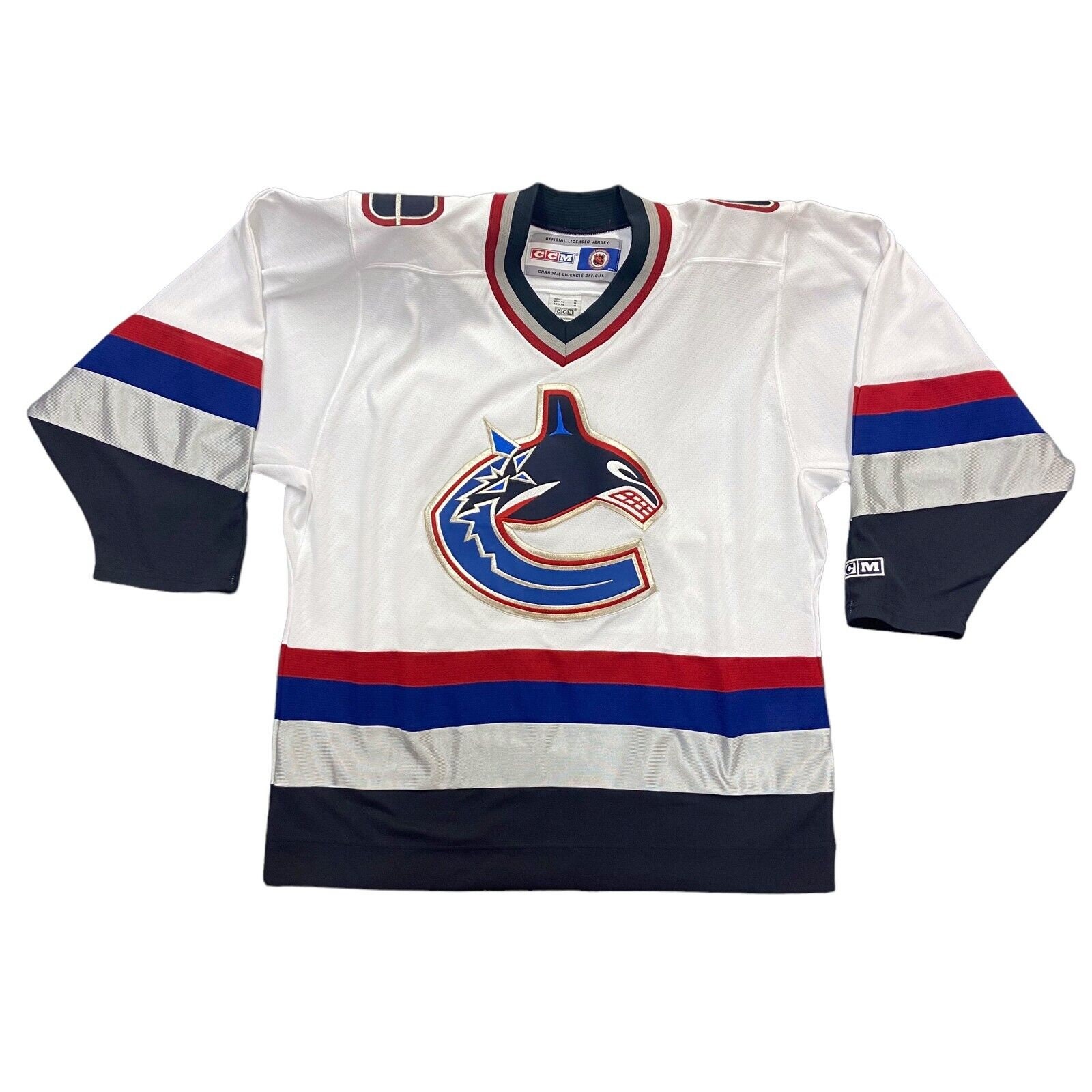 CCM Vintage Vancouver Canucks NHL Hockey Jersey Adult S Blue Canada Sewn blank