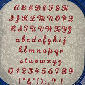 BX Font, Embroidery Font, Leesie Font, Small Font, .5 inch font, one half inch font, , 13 mm, script embroidery font