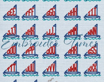 Sailboat Embroidery Font, Embroidery Files, All formats. Sailboat BX Font, Embroidery Machine Only, Read description, For 4 inch hoop