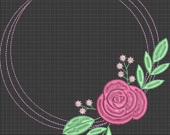 Sweet Floral, Embroidery Frame, Monogram Frame, Birth Announcement Frame, Embroidery File, PES, EXP, JEF, Vp3, Dst, 4 in, 5 in, 6 in, 8 in