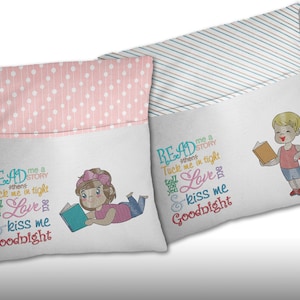Reading Boy, Reading Girl, Read. Read Me Story, 5x7, Embroidery File, Embroidery Design, Machine Embroidery, PES, DST, HUS, VP3, Jef, Exp