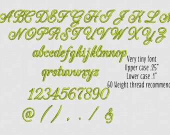 Embroidery Font, BX, PES, DST, fourth inch,  small font, very tiny font, Cursive, Script, Campaign Font,  Embroidery File,