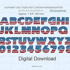 Stars and Stripes, Embroidery Font, Patriotic Embroidery Font, Flag Embroidery, American Flag, Patriotic Monogram, BX Font, Most Formats