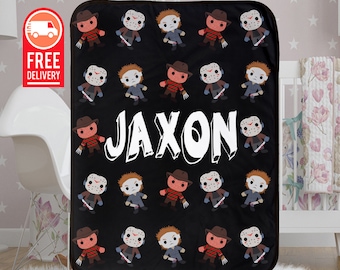 Horror Movie Custom Baby Blanket Freddy Krueger Michael Myers Friday The 13th Personalized Baby Name Blanket Baby Shower Gift Christmas Gift