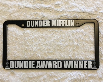 The Office License Plate Frame Michael Scott Dwight Schrute Farms The Office Quotes Dundie Award Winner The Office TV Show Christmas Gift