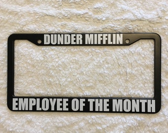 Employee Of The Month The Office License Plate Frame Michael Scott Dwight Schrute Farms The Office Quotes The Office TV Show Gift