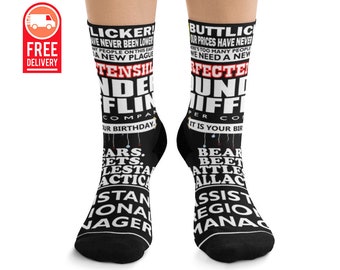 Dwight Schrute Socks The Office TV Show Gift Michael Scott Schrute Farms Jim Halpert The Office Socks Gift For Him Gift For Her