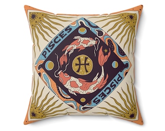 Pisces Zodiac Pillow: Double-Sided Astrology Home Decor