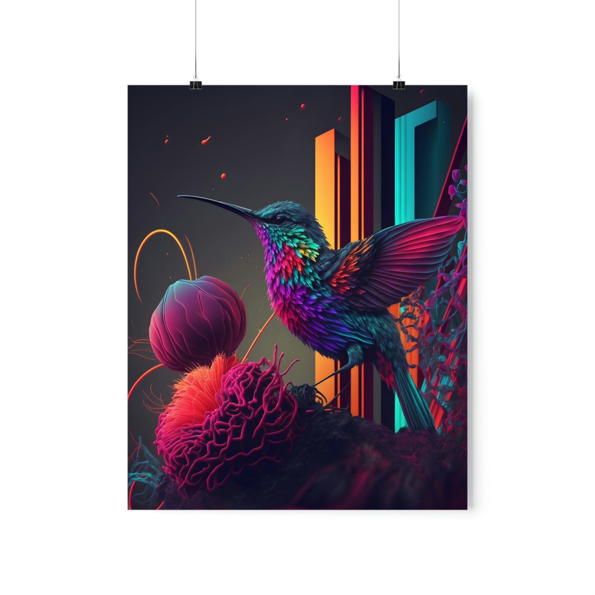 Colorful Hummingbird Art Print: Modern Floral Home Decor - Etsy