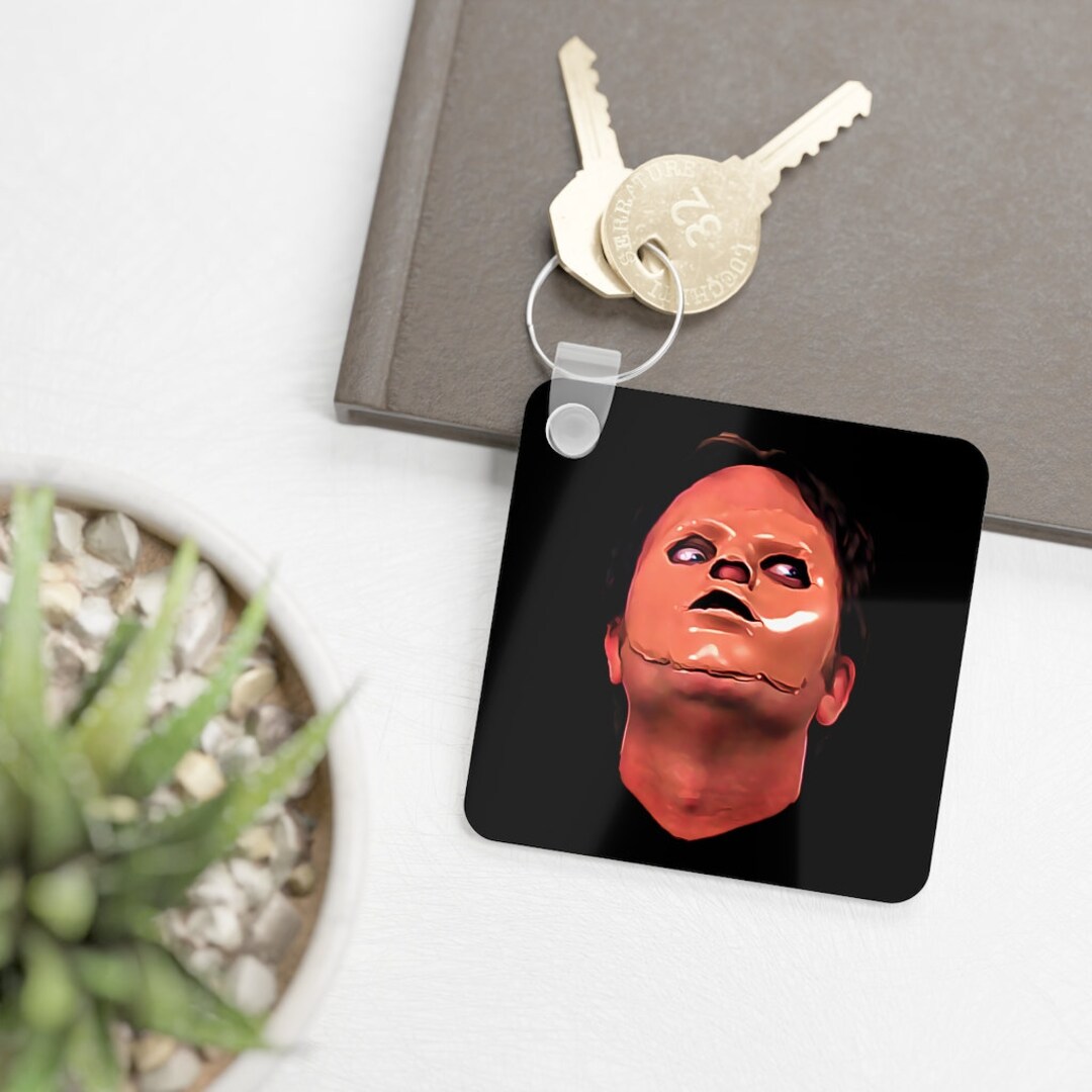 Dwight Schrute Keychain From The Office - 1.4 Inch White Character Keychain - Balanced Co.