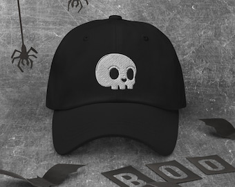 Embroidered Skull Dad Hat: Halloween Costume Cap