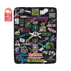 Back To The Future Blanket Marty McFly Delorean Flux Capacitor Doc Emmett Brown Hoverboard BTTF Pop Culture Christmas Gift