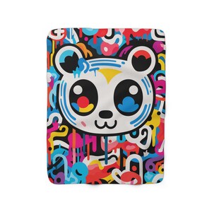 Panda Throw Blanket, Graffiti Art, Panda Decor, Panda Gifts, Panda Art, Home Decor