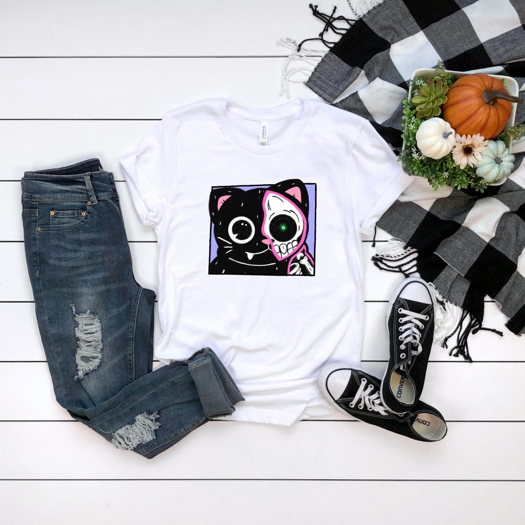 Cat Skull Shirt Halloween Cat Shirt Scary Cat Shirt Skull Shirt