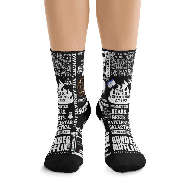 The Office Socks The Office TV Show Gift Michael Scott Dwight Schrute Farms The Office Quotes Funny Socks Black Socks Christmas Gift One size