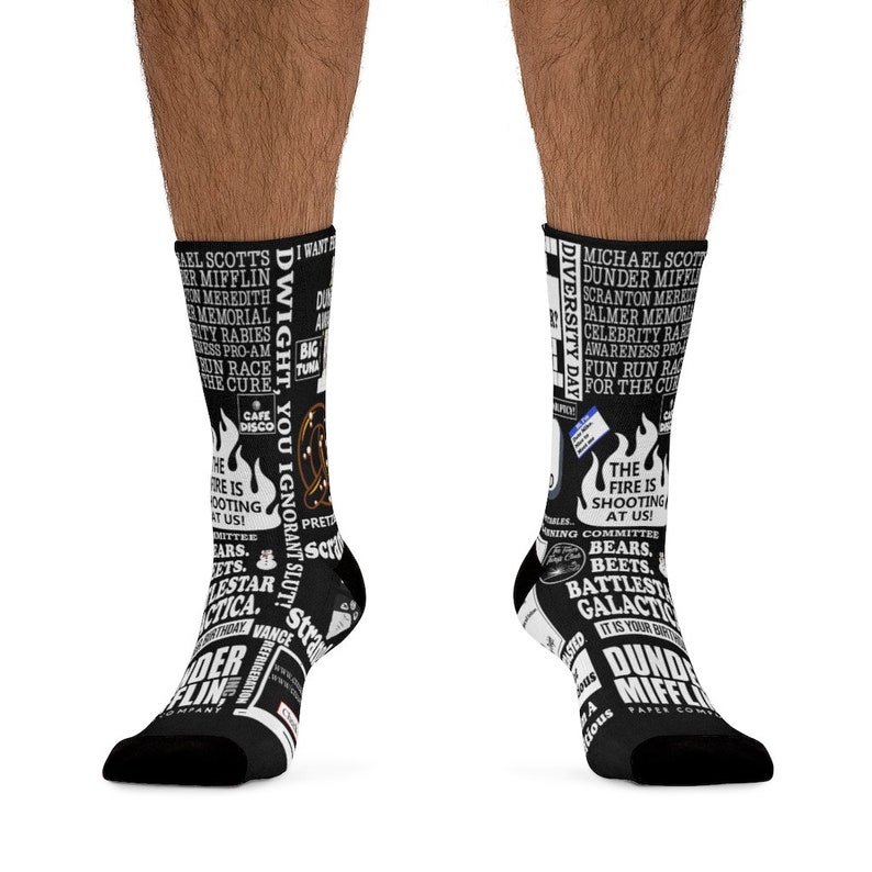 The Office Socks The Office TV Show Gift Michael Scott Dwight Schrute Farms The Office Quotes Funny Socks Black Socks Christmas Gift image 4