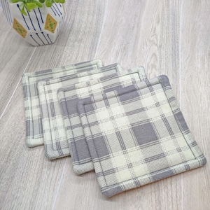 Handmade Plaid Flannel Coaster Set (4) - Rustic, Reusable, Cozy Home Decor