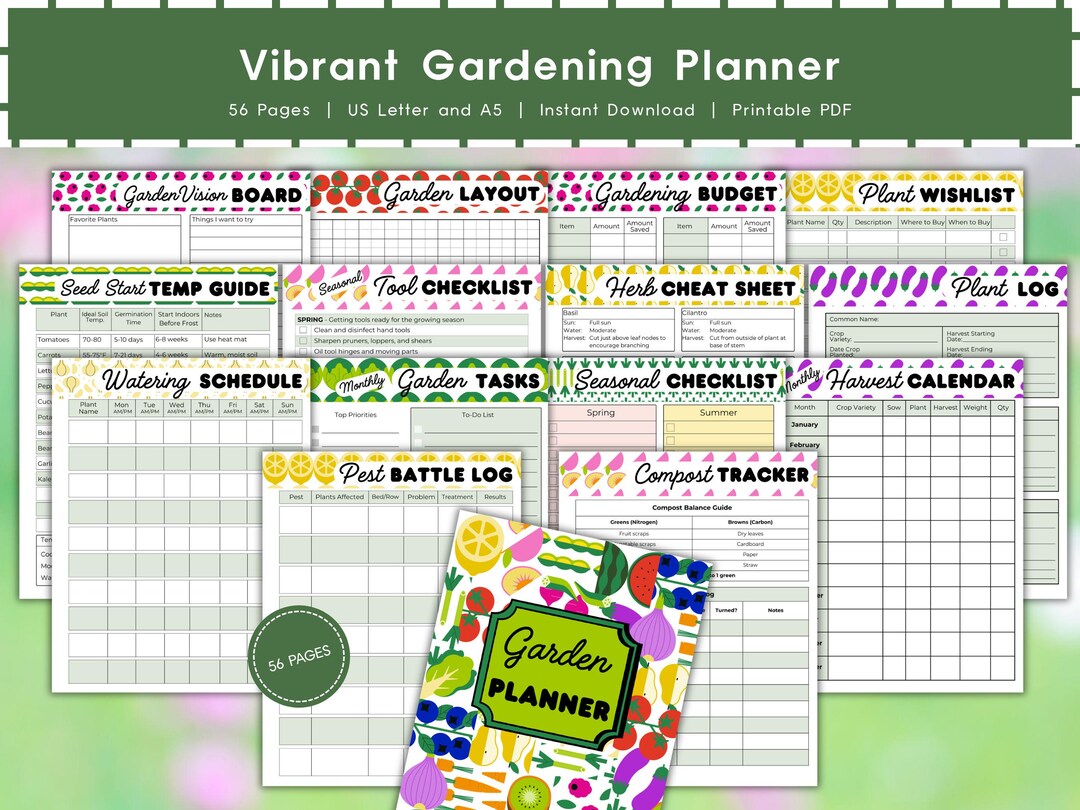 Gardening Planner Printable PDF, Digital Garden Journal, Gardening Log ...