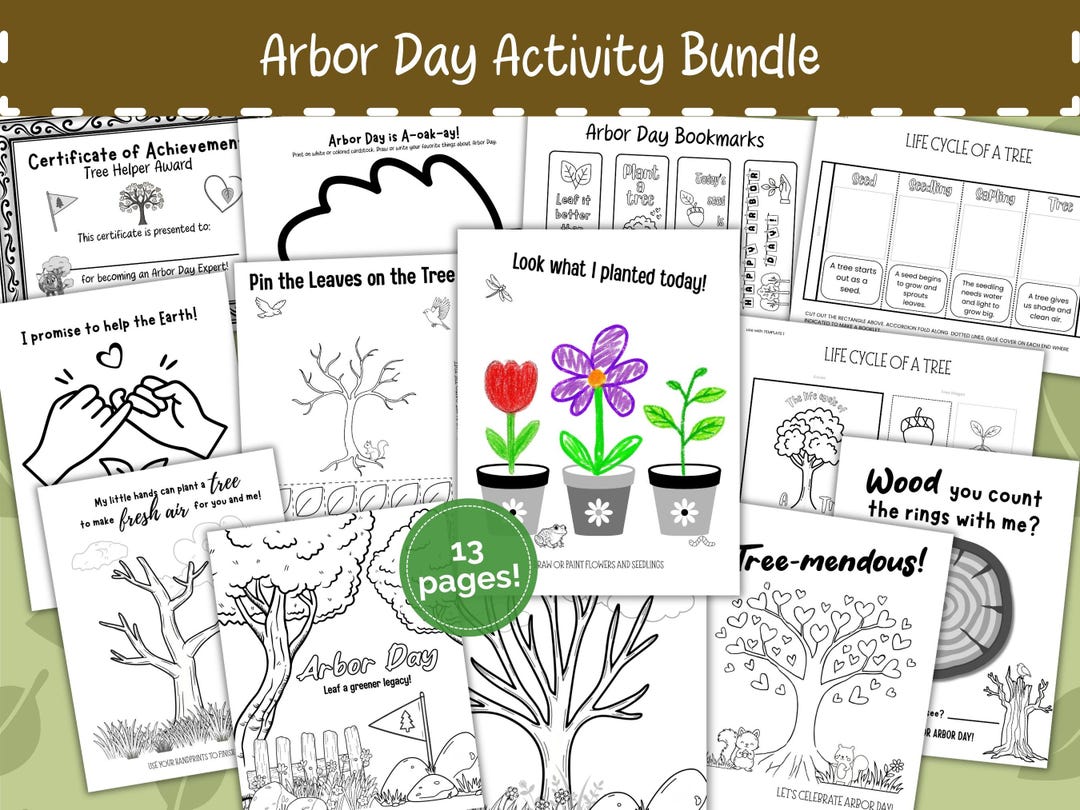 Arbor Day Activity Bundle, Printable Kids Activity Book, Arbor Day ...