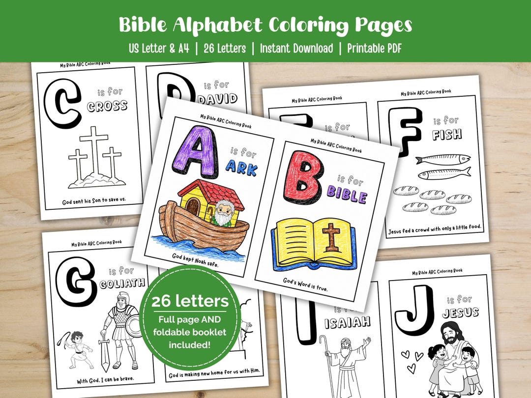 Bible ABC Coloring Pages, Christian Alphabet Book for Preschool ...
