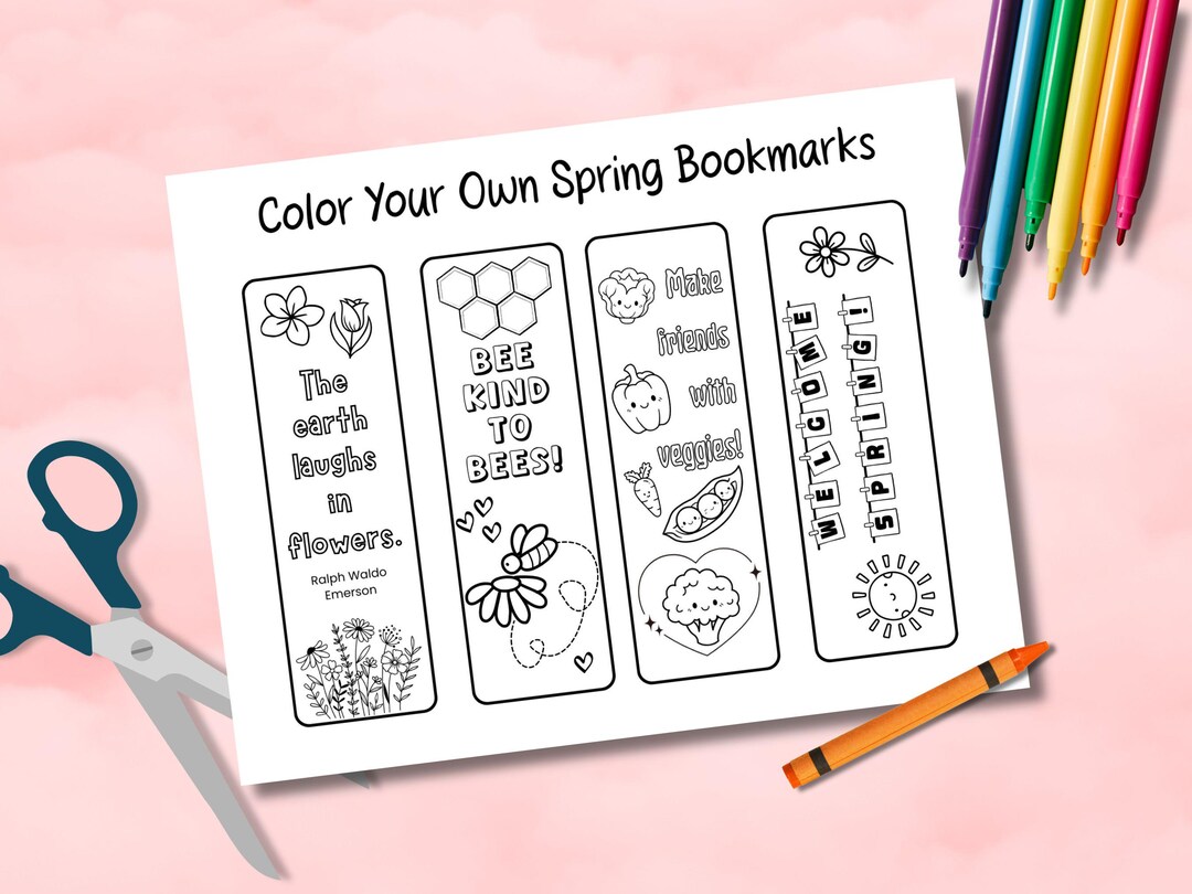 Spring Themed Bookmarks, Printable Coloring Page, Spring Craft for Kids ...