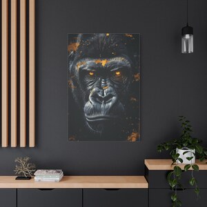 Gorilla Wall Art Canvas - Gorilla Portrait Wall Decor - Wildlife Wall Art, Living Room Decoration, Office Wall Decor, Artistic - VP72