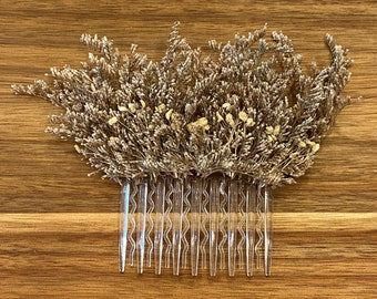 Boho Bridal Hair Comb, Dried Floral Hairpiece, Woodsy Wedding Hair, Dried Flower Hair Comb, Fall Hairpiece