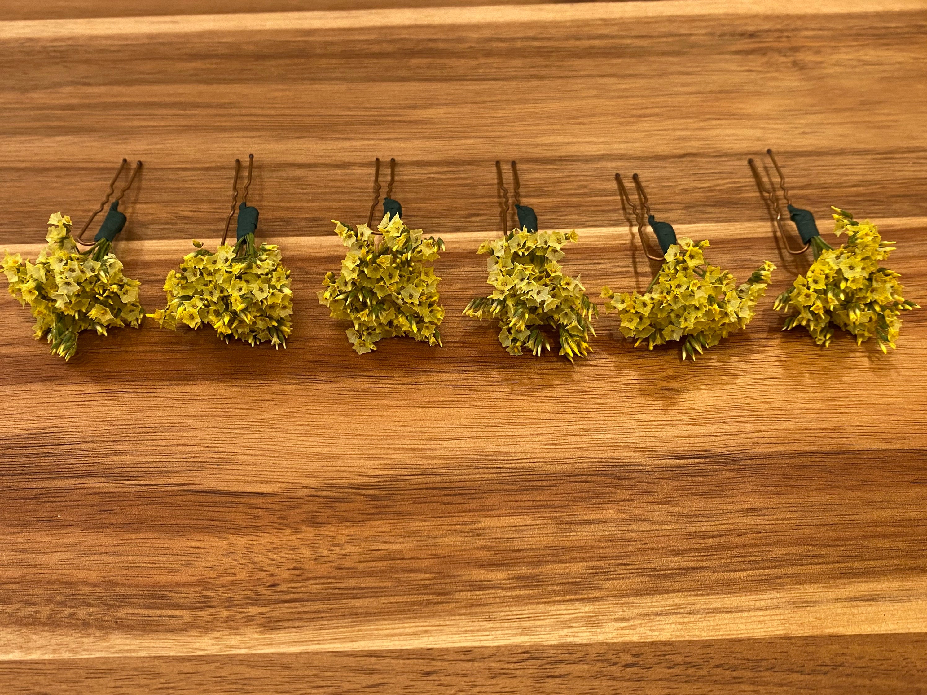 Dried Yellow Flower Hair Pins Dried Floral Hair Pins Yellow Etsy