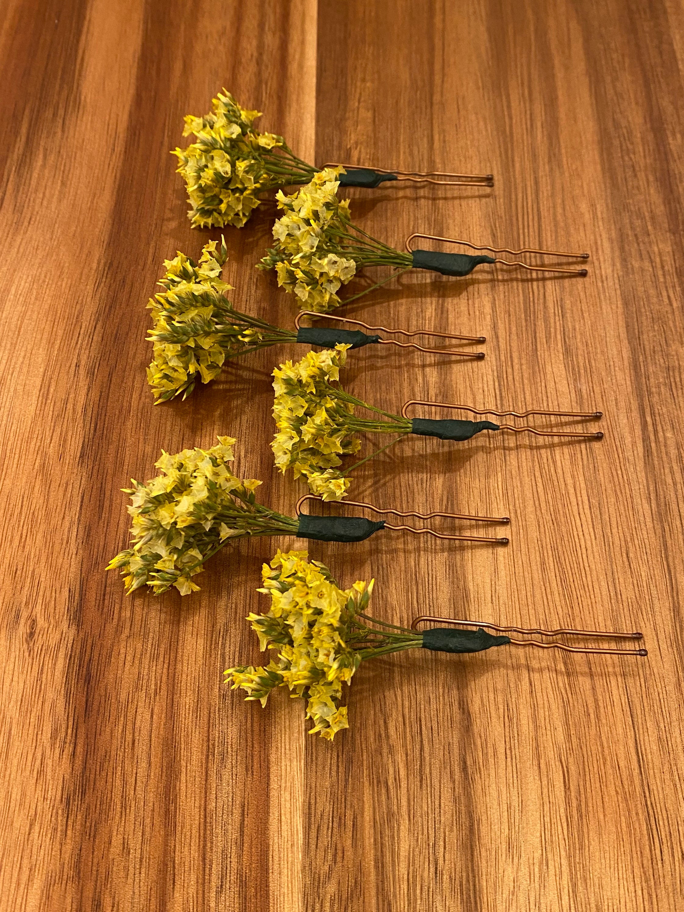 Dried Yellow Flower Hair Pins Dried Floral Hair Pins Yellow Etsy