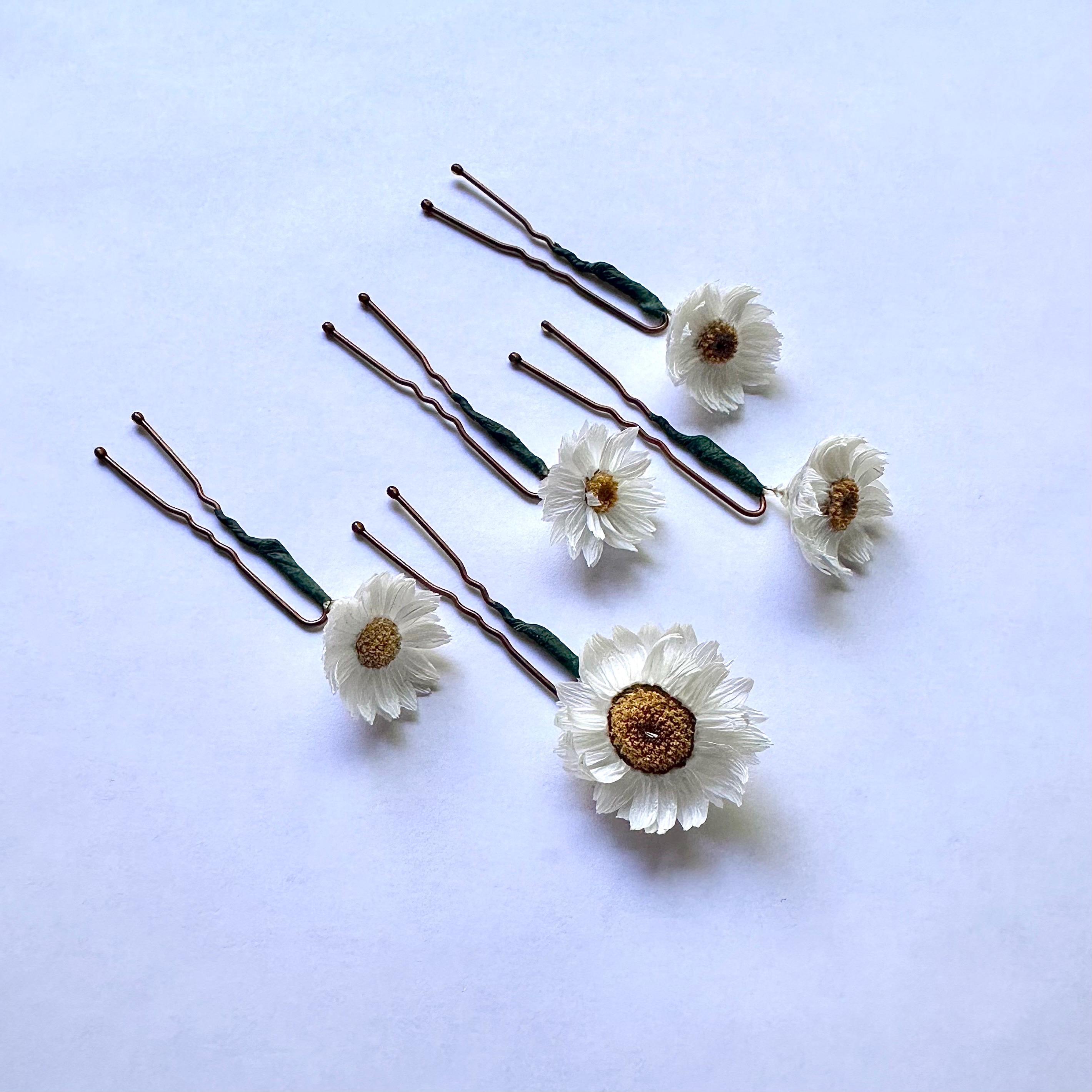 Handcrafted Beaded Daisy Hair Stick - White, Yellow & Green maxresdefault.jpg main image 2