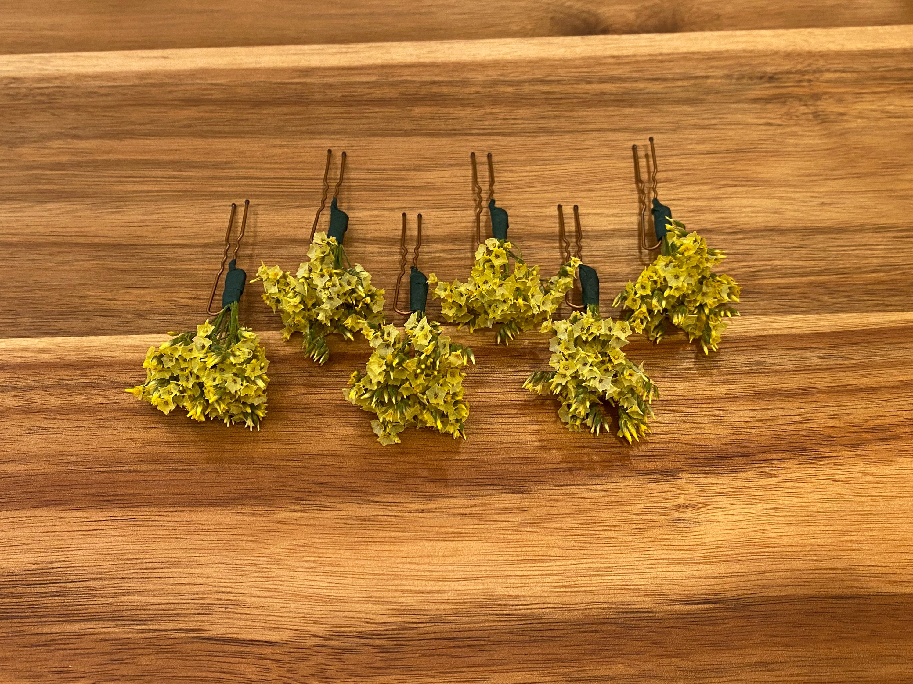 Dried Yellow Flower Hair Pins Dried Floral Hair Pins Yellow Etsy