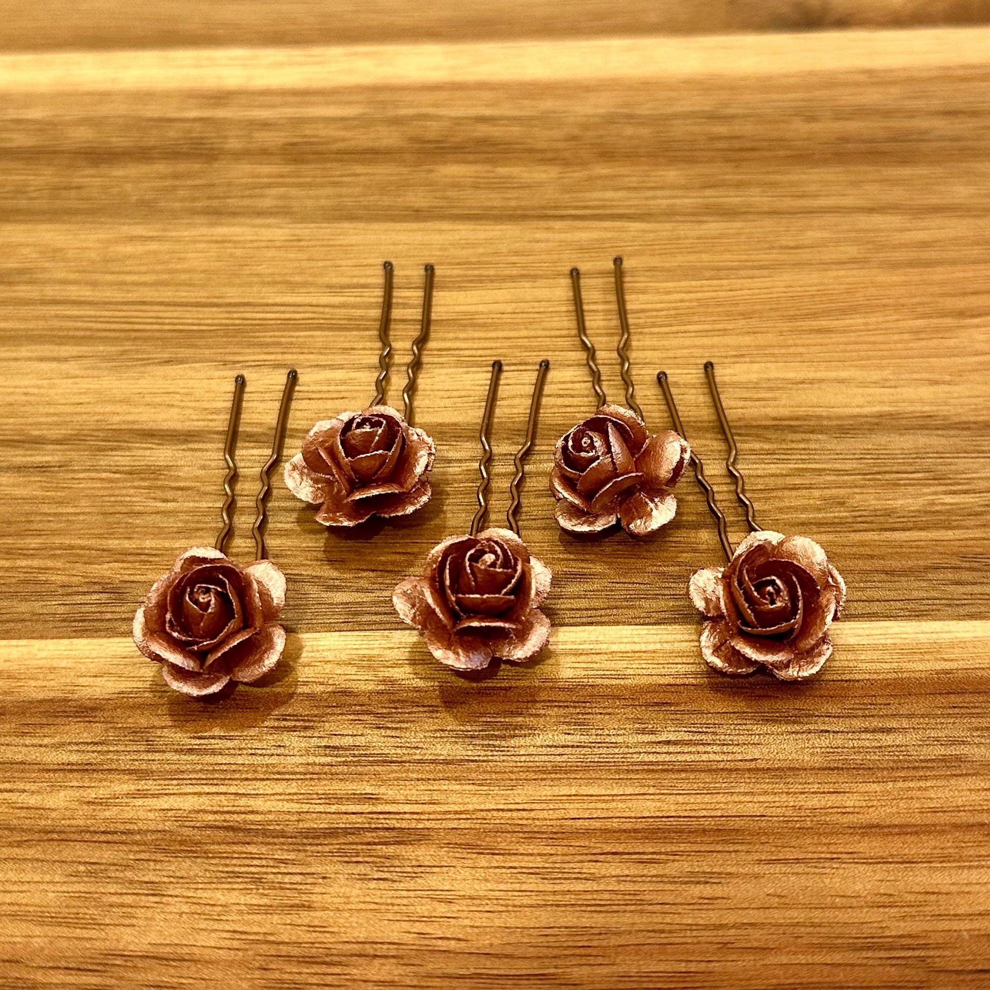 elegant & classically beautiful, Rose gold floral bridal hair pins Amazon.com : Light Rose Gold Wedding Hair Clip for Brides  main image 2