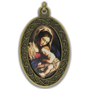 Virgin Mary and Jesus Pendant Necklace