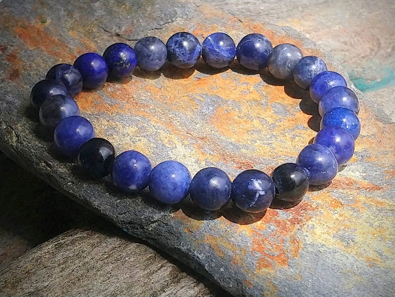 lapis lazuli on elastic wire Sodalite bracelet