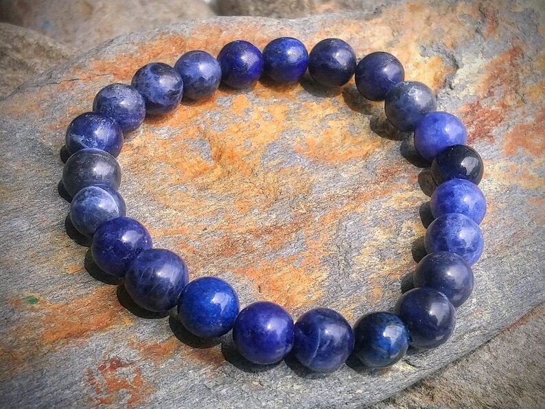 lapis lazuli on elastic wire Sodalite bracelet