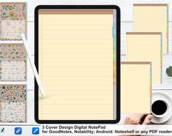 Digital Notebook for GoodNotes, Notability NotePad, realistic iPad NotePaper, digital journal Pages, minimalistic templat