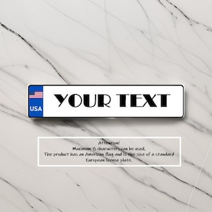 USA License Plate ,Custom/Copy - In European License Plate Sizes - Customizable with Your Text - Embossed Metal Art - Decor license plate