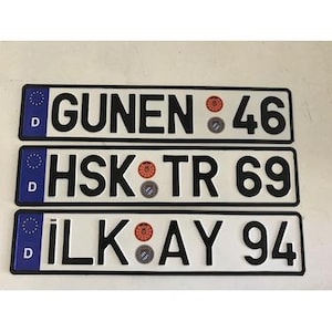 Europäisches Nummernschild - Custom/Replica eines deutschen Nummernschilds - Personalisierbar mit Ihrem Text - Geprägtes Metal Art - Dekor-Nummernschild