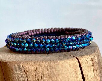 Swarovski Triple  „lilac passion“ bracelet smoky quartz & metallic lila Glitzer Armband