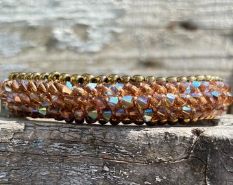 Swarovski Armband topaz  „cozy brown“ Glitzer bracelet antikbronze