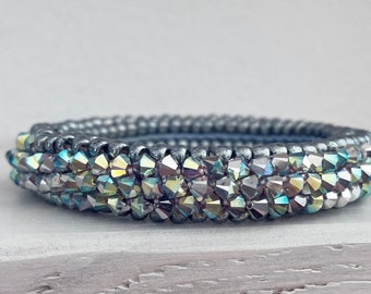 Swarovski Triple  „sparkling ice“ bracelet silver crystal blue silber Glitzer Armband