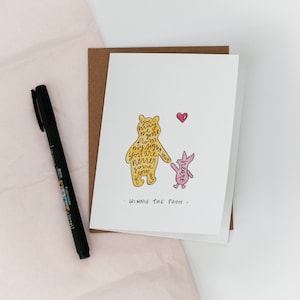 Puede que te hayas ido de mi vista, pero nunca te habrás ido de mi corazón, tarjeta con cita de Winnie the Pooh, San Valentín, Te extraño, Novio, Novia