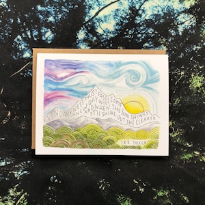 Zelfs de duisternis moet voorbij gaan, er komt een nieuwe dag, J.R.R Tolkien Quote Card, Lord of the Rings, Samwise Gamgee, inspirerend, sympathie