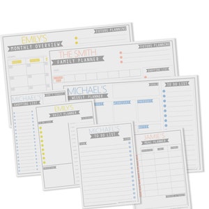 Personalised Stationery - To do List, Daily, Weekly & Monthly or Family Planners, shopping List and Meal Planner - Blue, Peach or Yellow