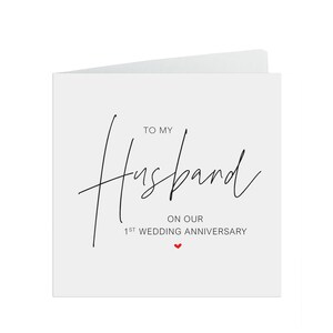 Husband 1st Anniversary Card, To My Husband On Our First Anniversary, Simple Elegant Anniversary Card