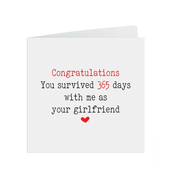 First Anniversary Card You Survived 365 Days With Me As Your Etsy Uk First Anniversary Card You Survived 365 Days With Me As Your Etsy Uk