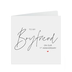 Boyfriend 1st Anniversary Card, To My Boyfriend On Our First Anniversary, Simple Elegant Anniversary Card