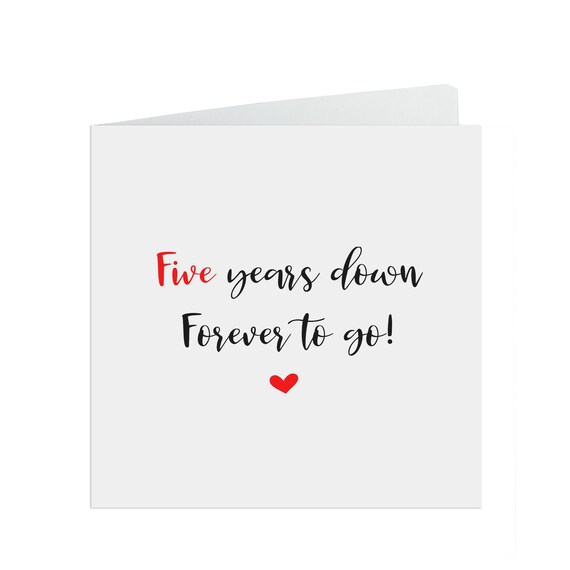Five Years Down Forever To Go 5th Anniversary Card Etsy