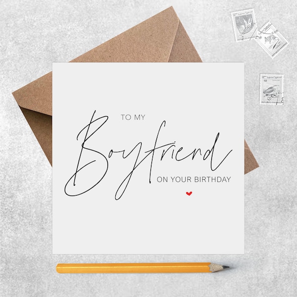 Boyfriend Birthday Card, Simple Elegant Design