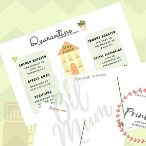 Quarantaine Diffuser Blends Receptkaart, Essentiële Oliën Briefkaart, Quarantaine Ansichtkaart, Blijf Thuis, Diffuser Blends, Digitale Download,
